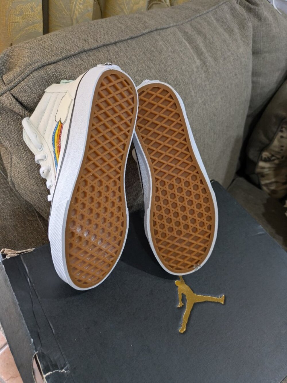 VANS Sk8-hi Zip Rainbow Sidestripe Blue White Kids Shoes Size 3 - Picture 8 of 8
